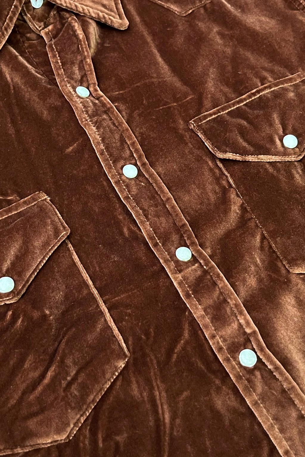 Wythe Velvet Pearlsnap Shirt Chocolate Brown - Made in Portugal
