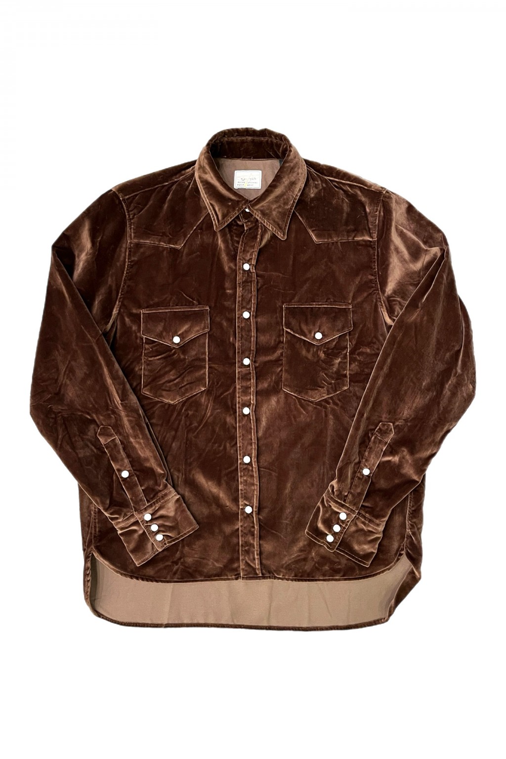 Wythe Velvet Pearlsnap Shirt Chocolate Brown - Made in Portugal