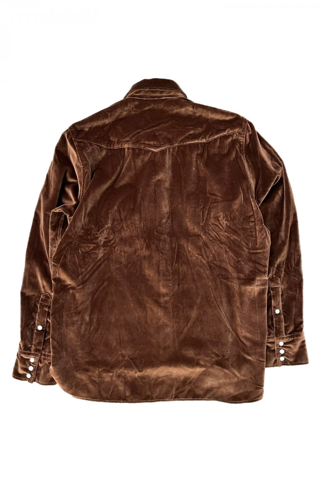 Wythe Velvet Pearlsnap Shirt Chocolate Brown - Made in Portugal