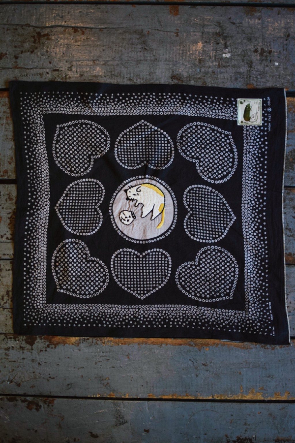 Kapital Bandana Love Cat - Black - Made in Japan | Bandanas