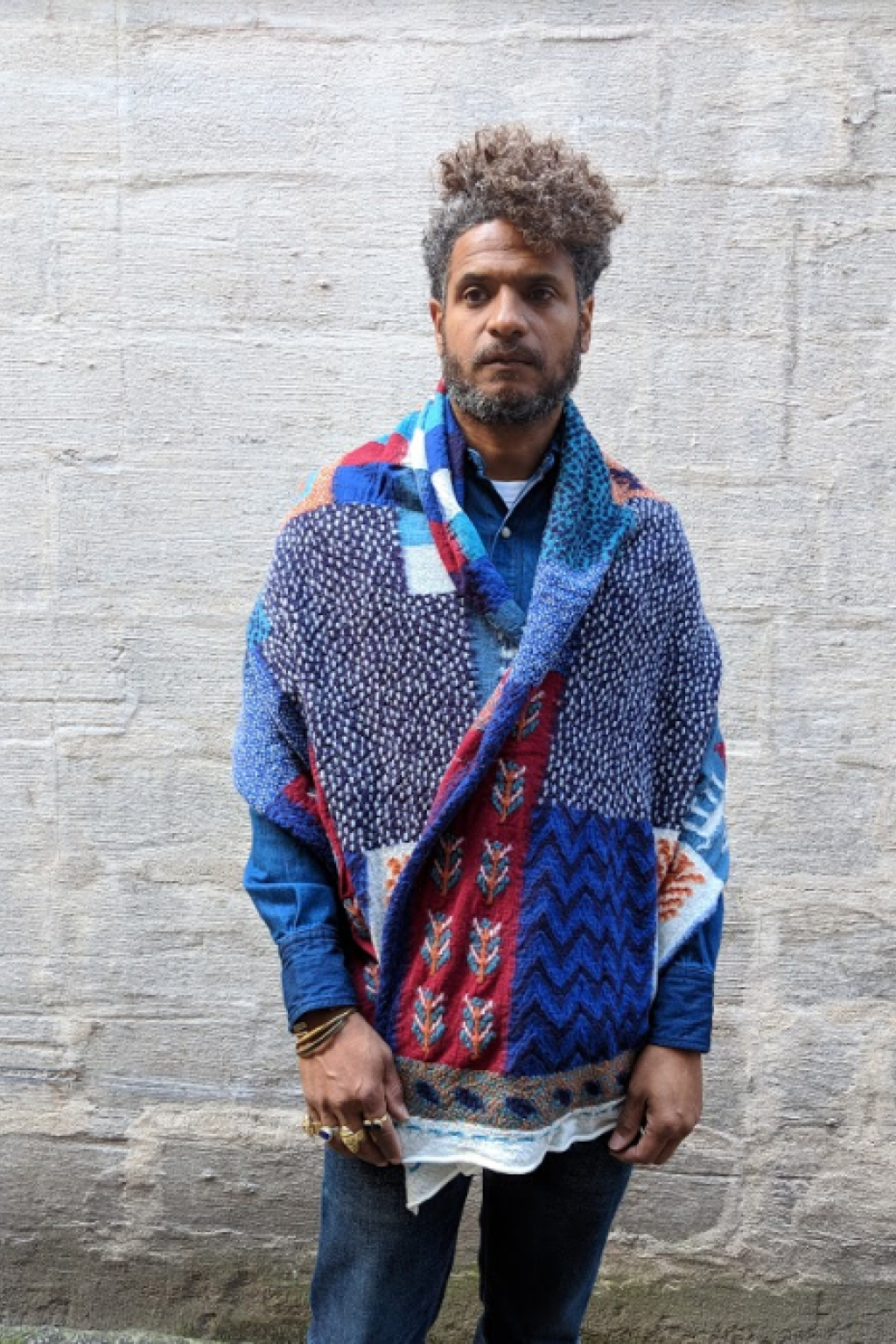 Kapital Compressed Wool Scarf Turquoise Village Gabbeh - Made in