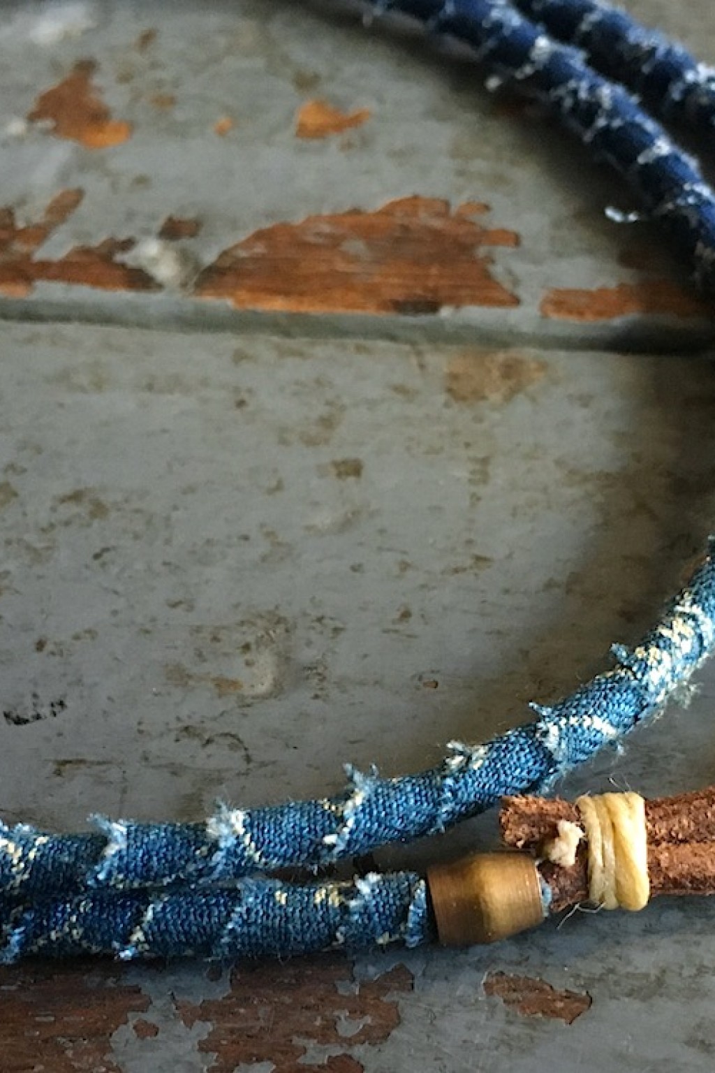 Kapital French Cloth Linen and Leather Necklace French Indigo