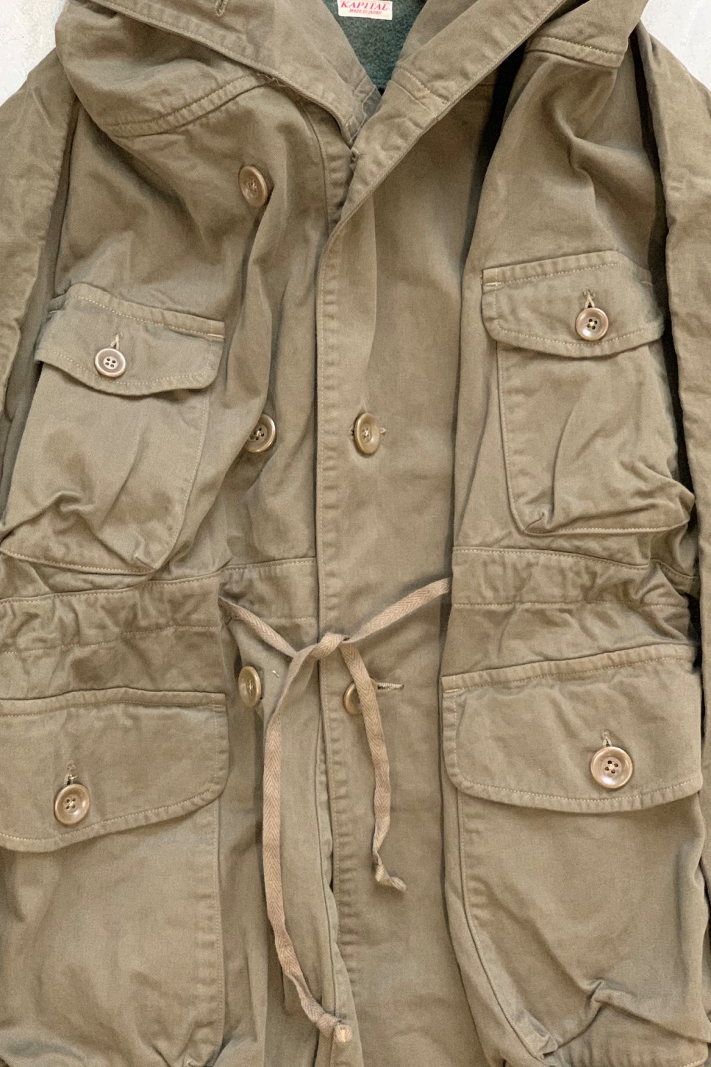 Kapital Katsuragi Cotton Ring Coat Khaki - Made in Japan