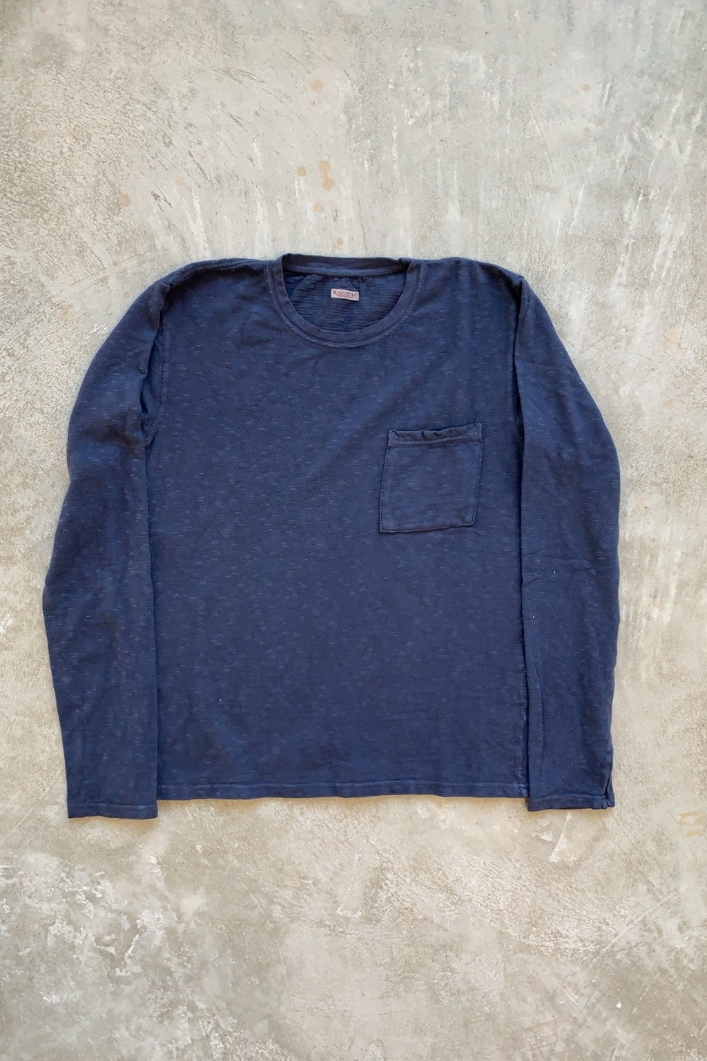 Kapital Amuse Knit Pocket Long Sleeve T Navy - Made in Japan