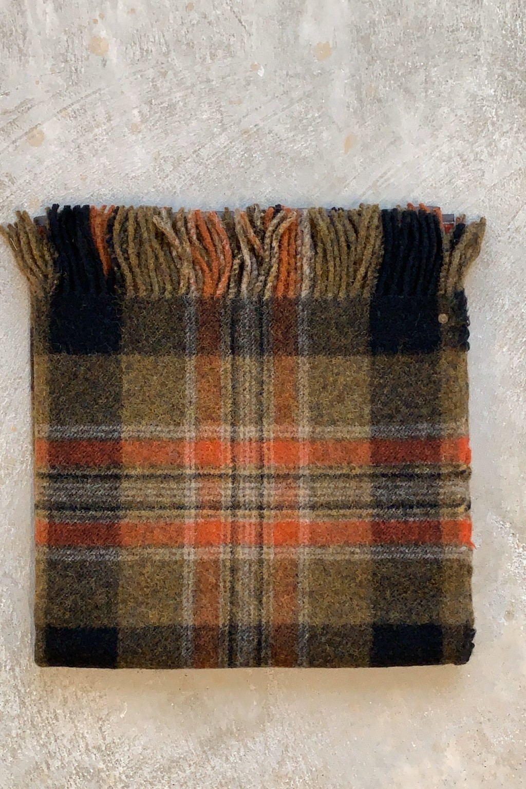 KAPITAL キャピタル 縮絨ウール　パッチワーク ORIGAMIポンチョ Kapital Country Wool Check Fringed Origami Poncho Grey & Khaki