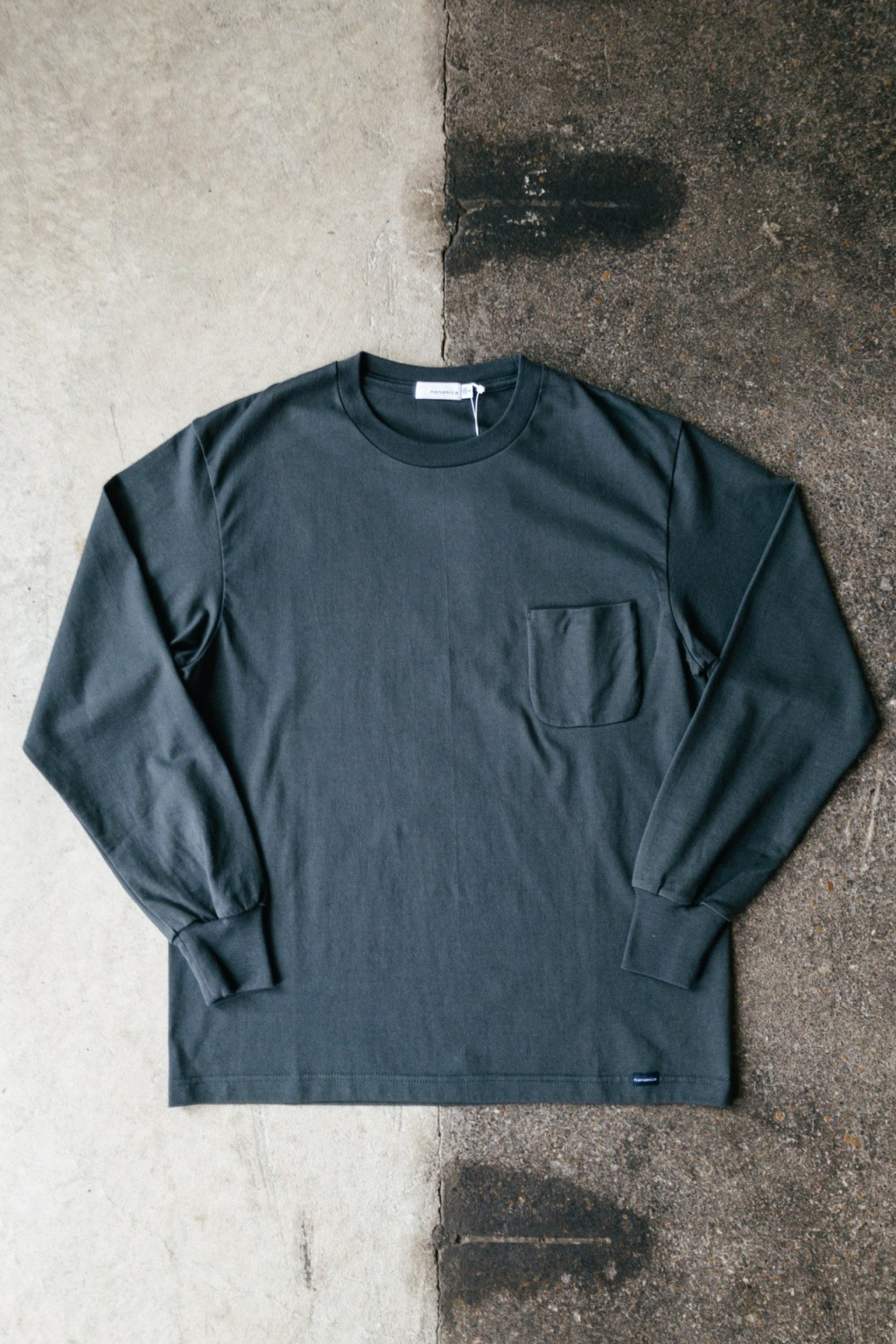 Nanamica Longsleeve Pocket T Charcoal - Made in Japan | Tees