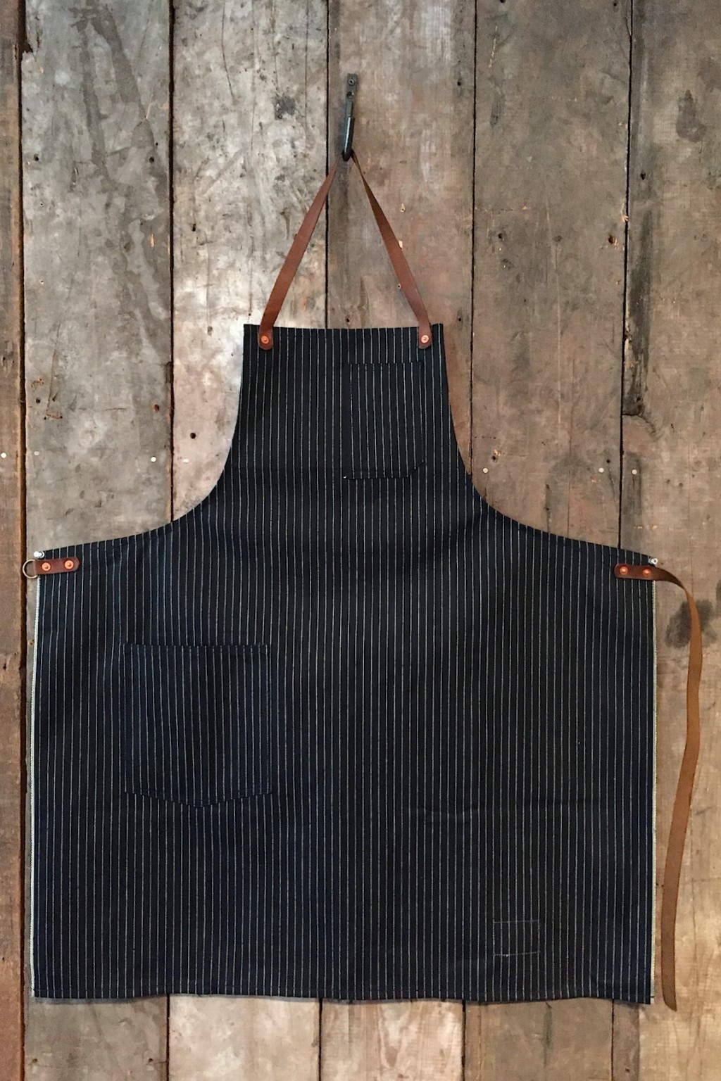 Stanley & Sons Standard Apron with Leather Straps Hickory Stripe Made