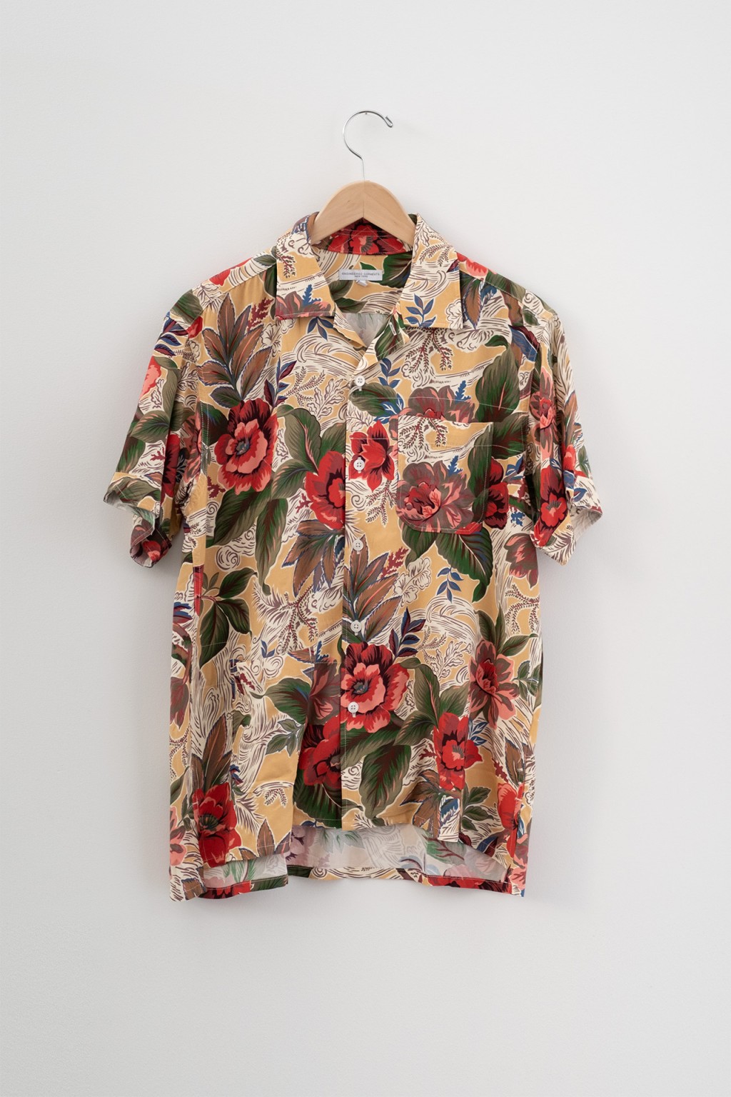 Engineered Garments Camp Shirt Yellow Hawaiian Rayon Floral