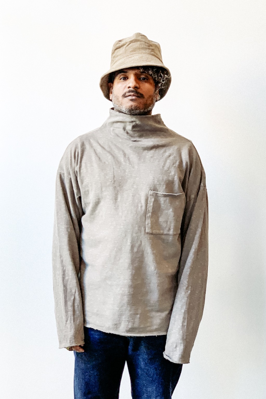 Kapital Amuse Knit GHANDI Longsleeve T Charcoal - Made in Japan