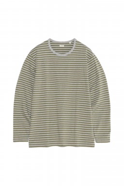 Nanamica COOLMAX Stripe Jersey L/S Tee Olive x Gray