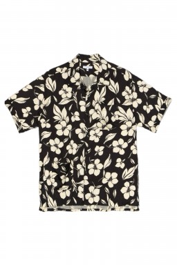 Engineered Garments Camp Shirt Black/Natural Tencel Floral Print