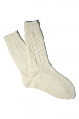 AnonymousIsm Wool Cashmere Links Combi Crew Sock Off White