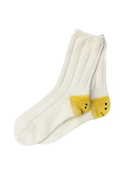 Kapital 56 Yarns MA-1 RAINBOWY HAPPY HEEL Socks White