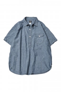 Post Overalls Navy Cut S/S Striped Chambray