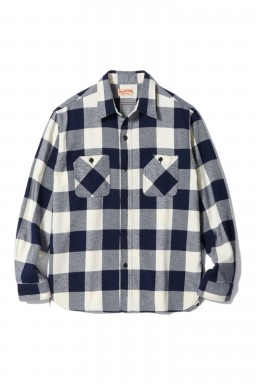 Sugar Cane Work Shirt Navy Check