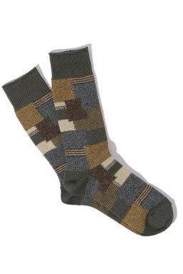 AnonymousIsm Patchwork Crew Sock Khaki