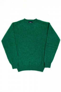 Drake's Brushed Shetland Crewneck Jumper Evergreen