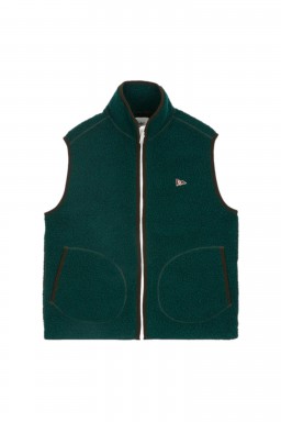 Drake's Boucle Wool Zip Fleece Vest Green
