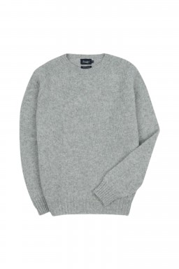Drake's Brushed Shetland Crewneck Jumper Basalt Grey