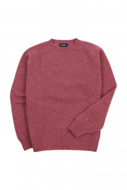 Drake's Brushed Shetland Crewneck Jumper Zinnia Pink