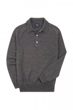 Drake's Merino Wool Knitted Polo Grey