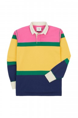 Drake's Multi Stripe Rugby Shirt Pink, Green & Yellow