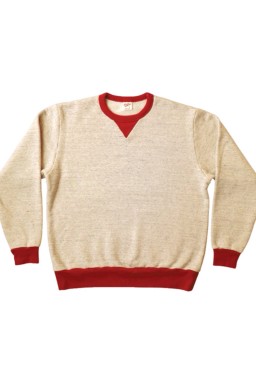 Velva Sheen 50's Crew Sweat Oatmeal/Red
