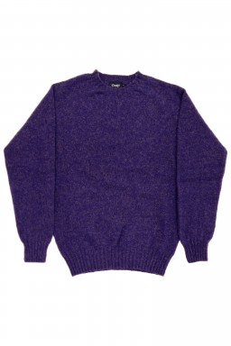 Drake's Brushed Shetland Crewneck Jumper Iris Purple