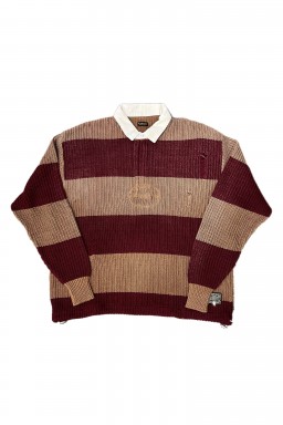 Kapital 5G Cotton Knit RUGGER Shirt Brown x Burgundy
