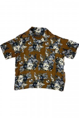 Kapital Silk Rayon CHAMPETRE MARIA WRANGLE Collar Aloha Shirt Brown x Khaki