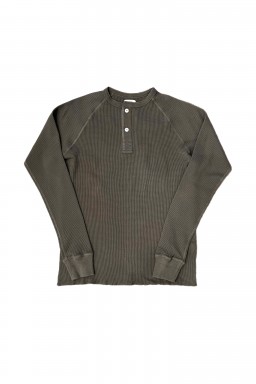 Heimat Cotton Waffle Henley Military Green