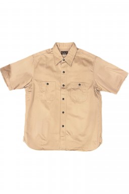 Buzz Rickson's S/S Work Shirt Beige Herringbone