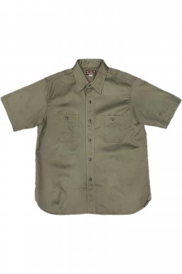 Buzz Rickson's S/S Work Shirt Olive Herringbone