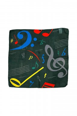 Engineered Garments Neckerchief Green Wool Music Note Print