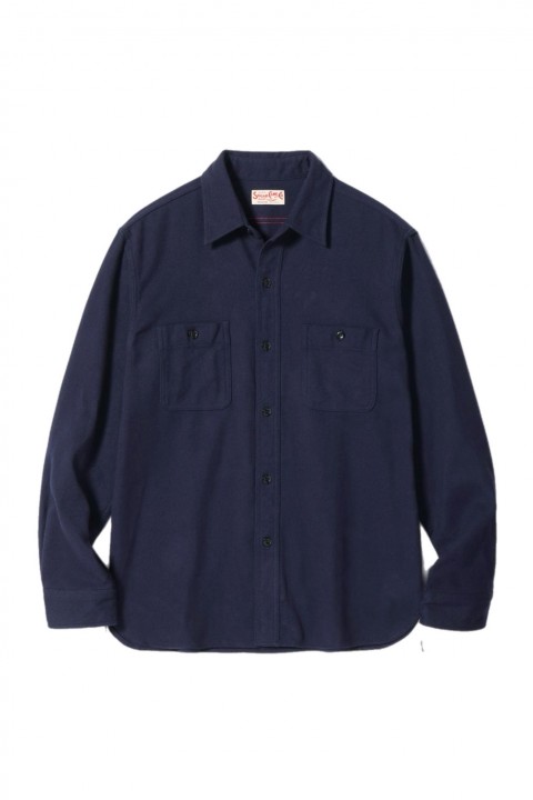 Sugar Cane Work Shirt Navy Cotton Twill
