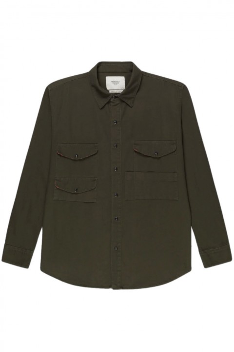 Monadic Cahill Shirt Olive Herringbone
