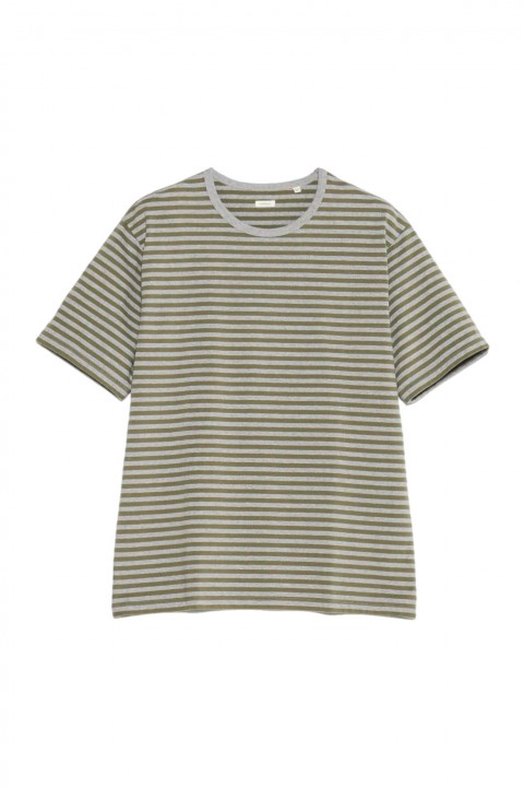 Nanamica COOLMAX Stripe Jersey Tee Olive x Gray