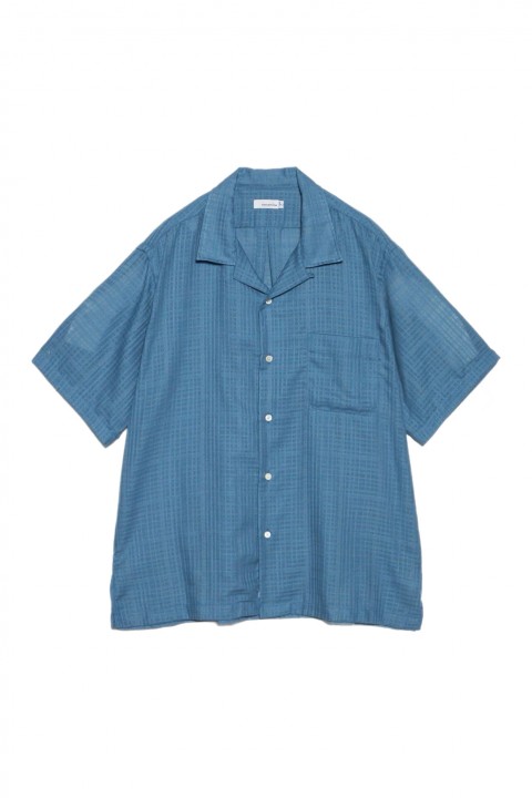 Nanamica Open Collar Panama S/S Shirt Sax