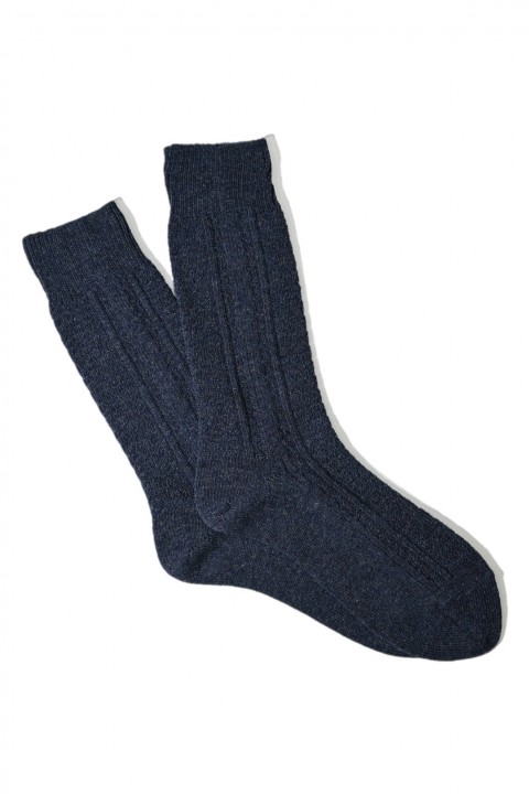 AnonymousIsm Wool Cashmere Links Combi Crew Sock Indigo