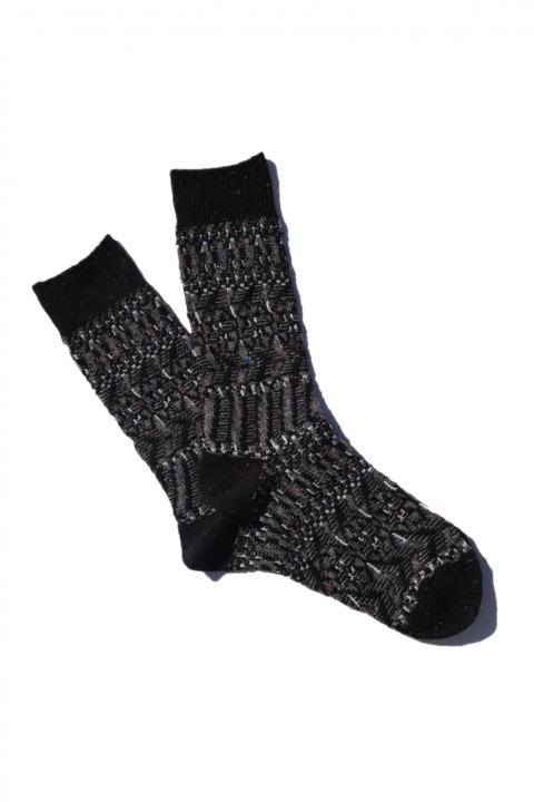 AnonymousIsm Tweed JQ Pattern Crew Sock Black