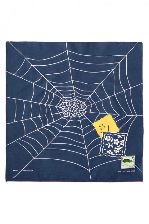 Kapital Fastcolor Selvedge Bandana (SPIDER PECKISH RAINBOWY) Navy