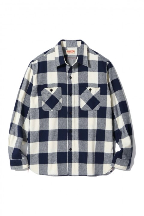 Sugar Cane Work Shirt Navy Check