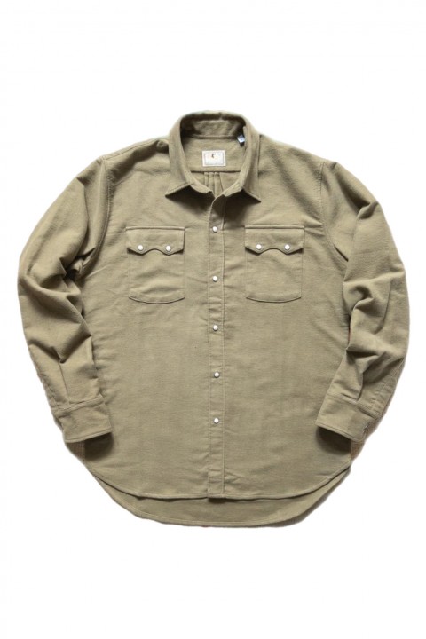 Wythe Moleskin Pearlsnap Shirt Faded Olive