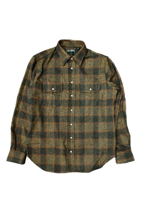 Gitman Bros. Vintage Independence Work Shirt Olive Cotton Tweed Check
