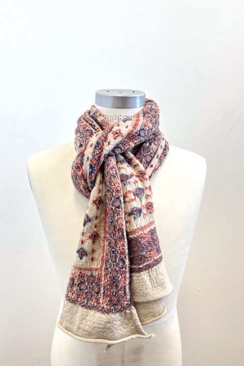 Kapital Fulling Wool HAPPY Scarf Colorful BIG MAMA Bandana Ecru
