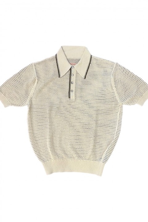 Kapital 12G Mesh Knit CAROL Polo Beige