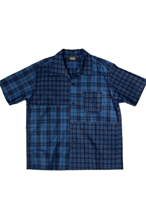 Sugar Cane Open Shirt Indigo Dobby Check