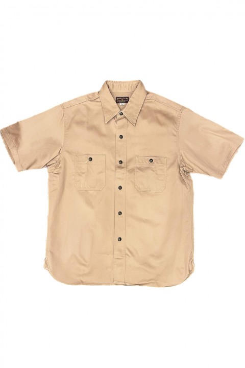 Buzz Rickson's S/S Work Shirt Beige Herringbone