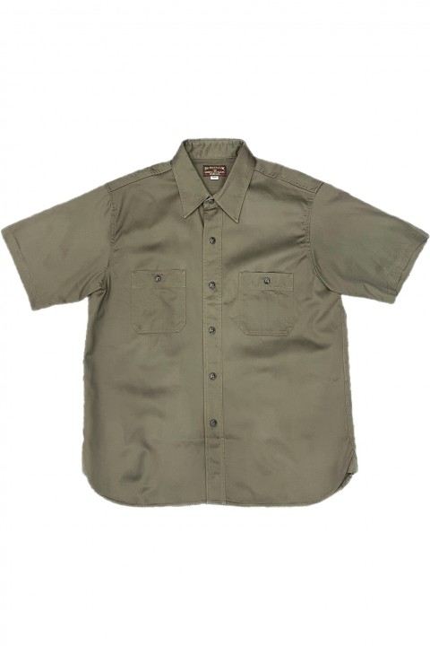 Buzz Rickson's S/S Work Shirt Olive Herringbone