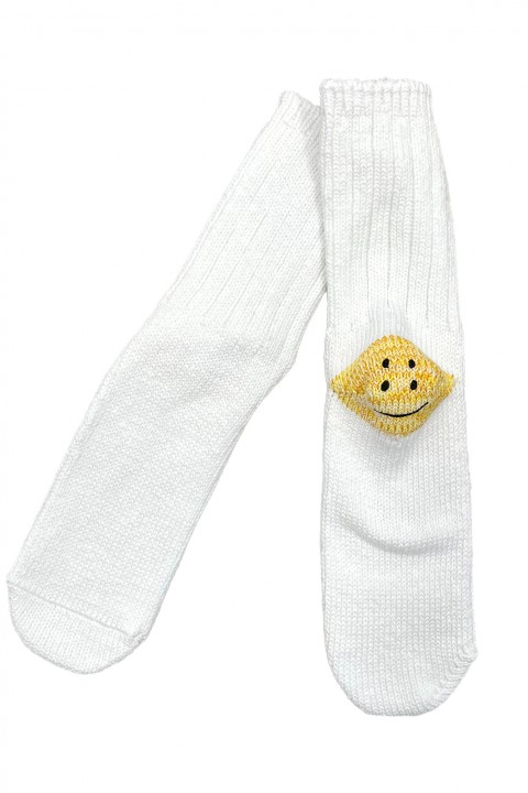 Kapital 56 Yarns 3x1 Rib RAINBOWY HAPPY HEEL Socks White
